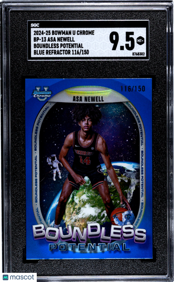 2024 Bowman U Chrome Asa Newell #BP-13 Boundless Potential Blue Refractor SGC 9.5