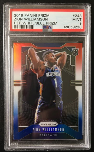 2019 Zion Williamson Panini Prizm #248 Red White Blue PSA 9