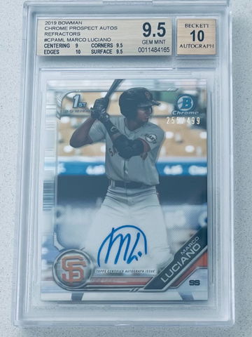 2019 Bowman Chrome Marco Luciano Prospect Auto Refractor BGS 9.5/10