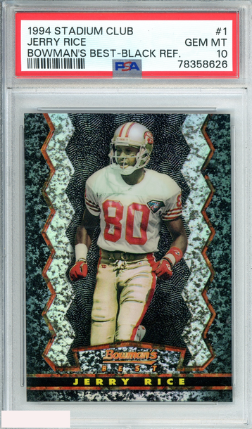 1994 STADIUM CLUB JERRY RICE #1 BOWMANS BEST-BLACK REF PSA 10 GEM MT