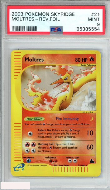 2003 POKEMON SKYRIDGE MOLTRES REVERSE FOIL #21 PSA 9 MINT