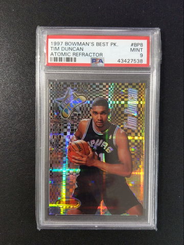 1997 Bowman's Best PK #BP8 Tim Duncan Atomic Refractor PSA 9        