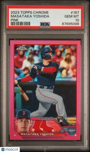Masataka Yoshida RC 2023 Topps Chrome Pink Refractor PSA 10 Boston Red Sox #167