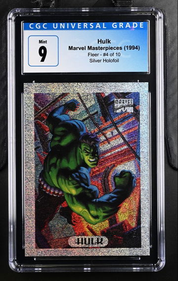 1994 MARVEL MASTERPIECES SILVER HOLOFOIL HULK #4 CGC 9 MINT
