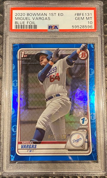Miguel Vargas 2020 Bowman 1st Edition Blue Foil /150 PSA 10