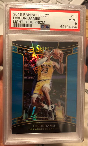 2018 Panini Select Lebron James Light Blue Prizm #11 PSA 9
