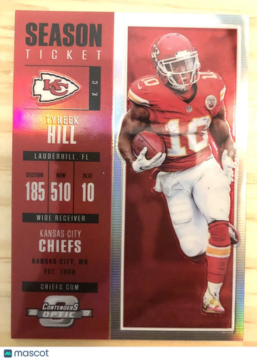 Tyreek Hill 2017 Contenders Optic Season Ticket #60 Red Prizm #33/199 KC Chiefs