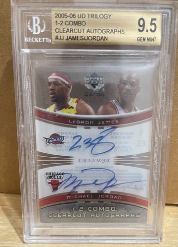 trilogy lebron james michael jordan dual auto 9.5 auto 10