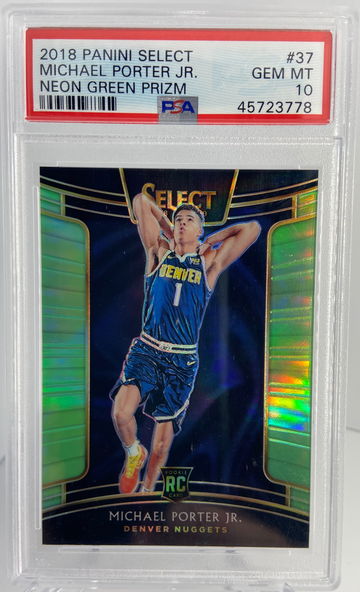2018 Panini Select Neon Green Prizm #37 Michael Porter Jr 11/75 PSA 10