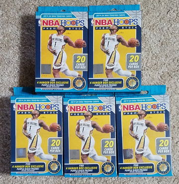 (5) 2019-2020 NBA HOOPS PREMIUM STOCK HANGER BOX 