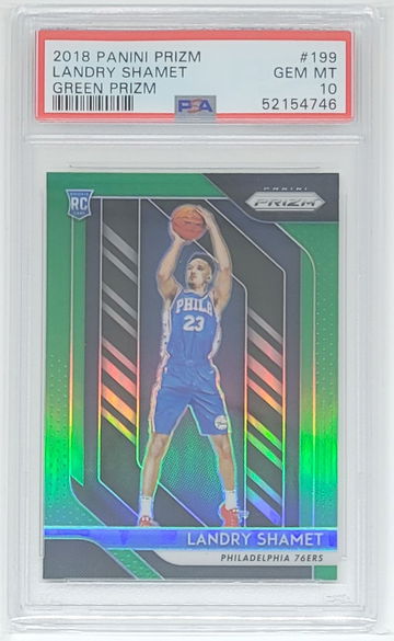 2018 Prizm Landry Shamet Green Prizm SP RC #199 PSA 10 GEM MINT