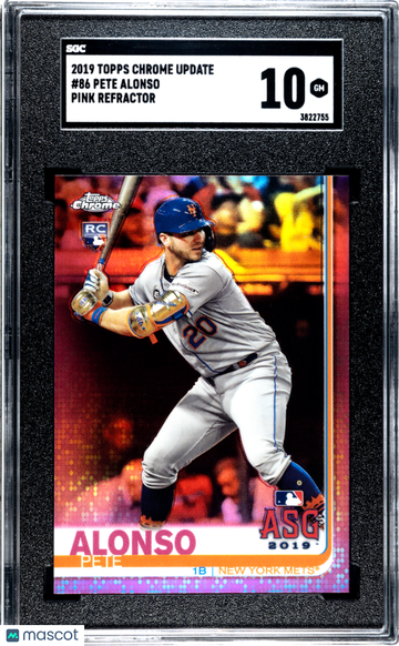 2019 Topps Chrome Update Pete Alonso #86 Pink Refractor SGC 10