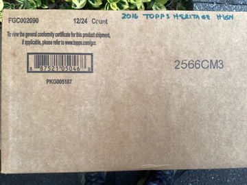 2016 Topps Heritage Baseball High Numbers 12 box case