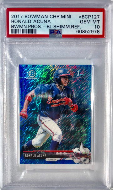 2017 Bowman Chrome Mini Ronald Acuna Jr Blue Shimmer /150 PSA 10 Gem Mint