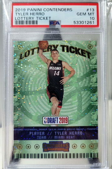 2019-20 Panini contenders tyler herro rc lottery ticket #13 psa 10