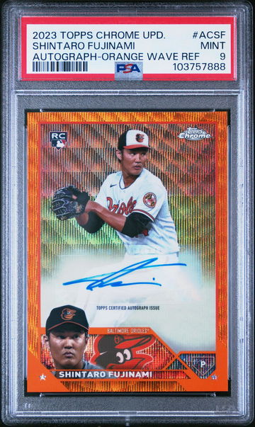 2023 Topps Chrome #ACSF Shintaro Fujinami Orange Wave Refractor /25 PSA 9