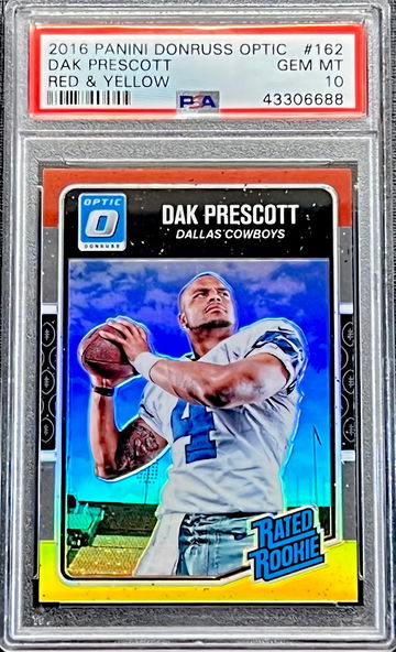 2016 Dak Prescott Panini Donruss Optic Red & Yellow #162 PSA 10 GEM MINT Rookie Card RC Dallas Cowboys