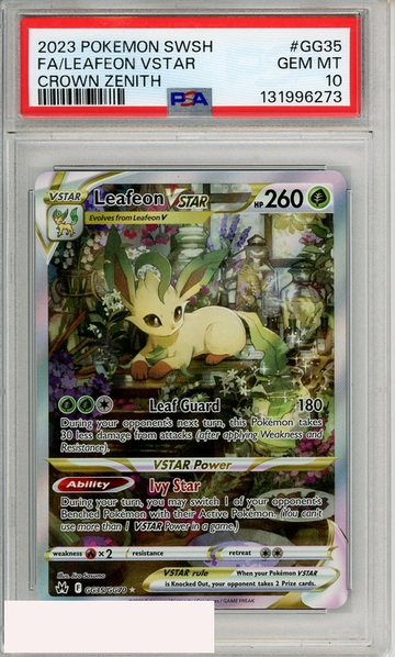 2023 POKEMON SWSH CROWN ZENITH FA LEAFEON VSTAR #GG35 PSA 10