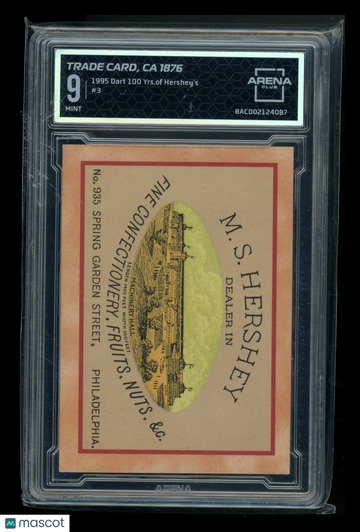 1995 Dart 100 Yrs. of Hershey's Trade Card 1876 #3 Arena Club 9