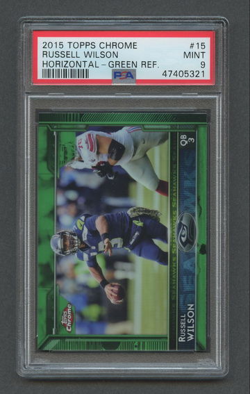 2015 Topps Chrome Green Refractor RUSSELL WILSON #15 PSA 9 MINT