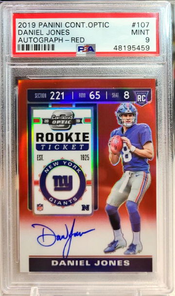 Daniel Jones Contenders Optic Auto Red /199 PSA 9