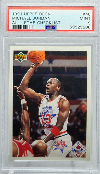 1991 UPPER DECK #48 MICHAEL JORDAN ALL-STAR CHECKLIST PSA 9