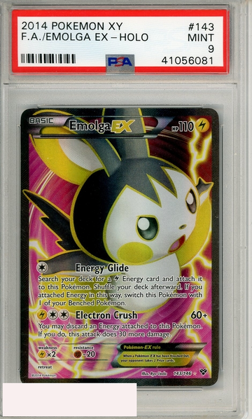 2014 POKEMON XY FA EMOLGA EX HOLO #143 PSA 9 MINT