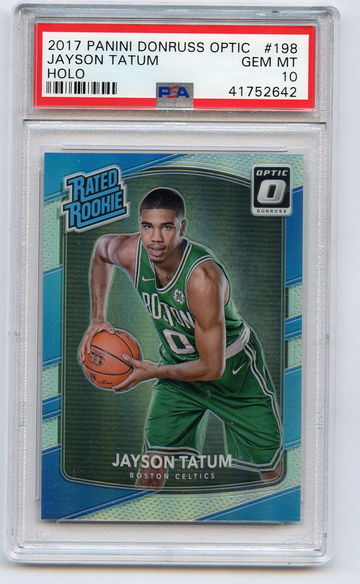 JAYSON TATUM 2017 Panini Donruss Optic #198 Holo Prizm Silver Refractor PSA 10 