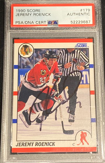1990 Score #179 Jeremy Roenick signed PSA authentic Chicago Blackhawks