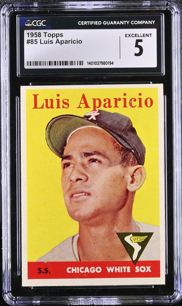 1958 TOPPS LUIS APARICIO #85 CGC 5 BS.A2.35