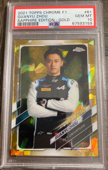 2021 topps chrome sapphire f1 formula 1 gold refractor psa 10 gem mint Guanyu zhou #/50