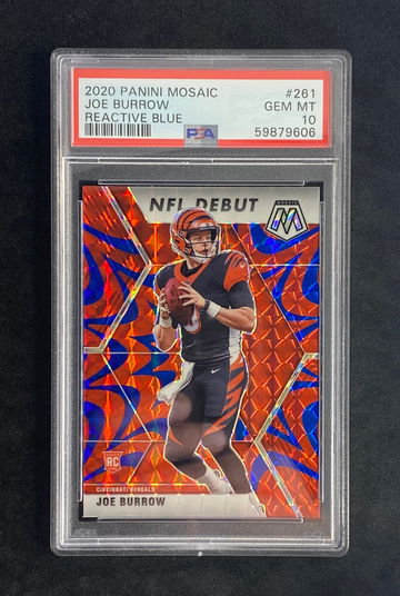 2020 Panini Mosaic 261 Joe Burrow Reactive Blue psa 10