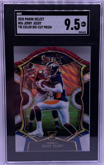 2020 Jerry Jeudy Broncos Select Tri-Color RC Die-Cut Prizm #56 SGC 9.5 Gem Mint