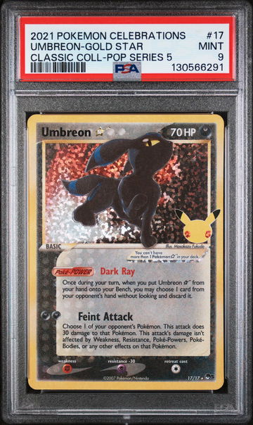 2021 Pokemon Celebrations Classic Collection Pop Series 5 Umbreon Gold Star #17 PSA 9