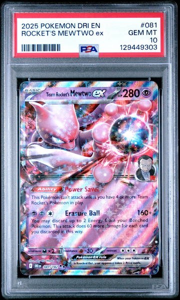 2025 Pokemon Destined Rivals Team Rocket's Mewtwo Ex #081 PSA 10