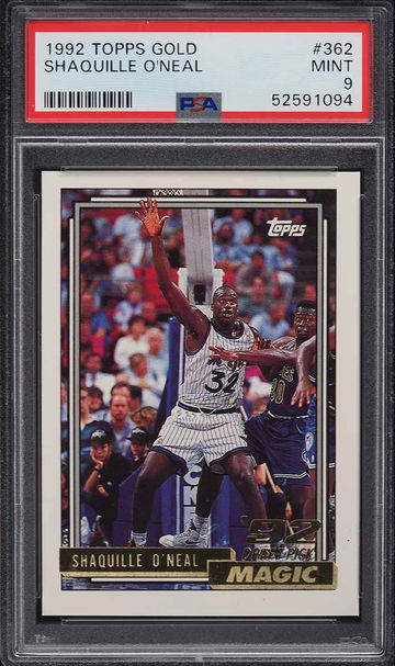 1992 TOPPS GOLD SHAQUILLE O'NEAL ROOKIE RC #362 PSA 9 MINT