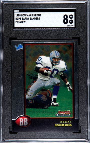 1998 Bowman Chrome #BCP8 Preiview barry sanders SGC 8