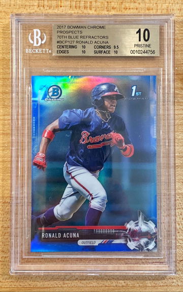 2017 Bowman Chrome Prospects 70th Blue Refractor Ronald Acuna Jr. Pristine BGS 10