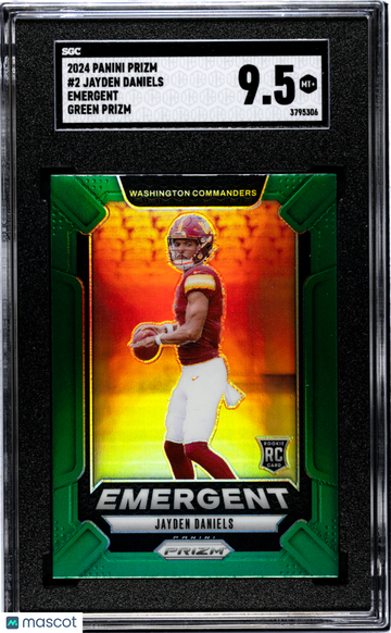 2024 Panini Prizm Jayden Daniels #2 Emergent Green SGC 9.5