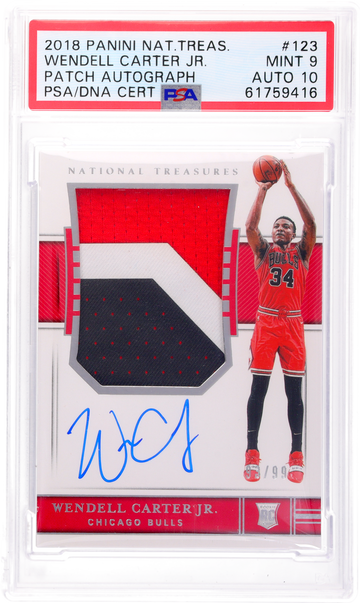 2018 Panini National Treasures Wendell Carter Jr. #123 /99 PSA 9 Patch Auto