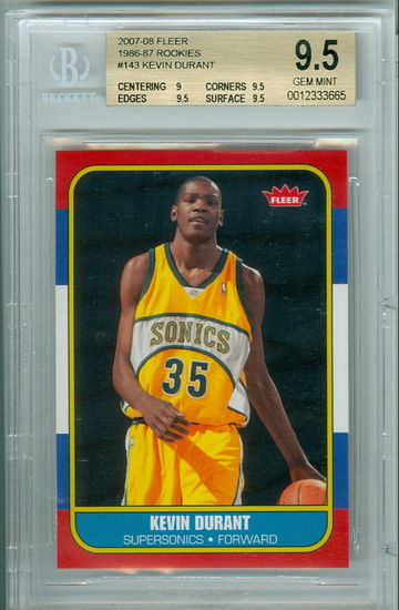 Kevin Durant 2007 Fleer Retro 1986-87 Rookies BGS 9.5 Rookie RC