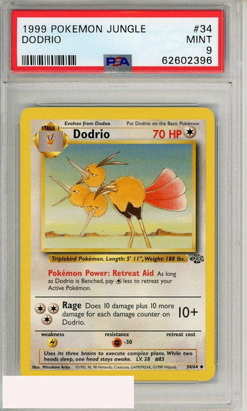 1999 POKEMON JUNGLE DODRIO #34 PSA 9 MINT
