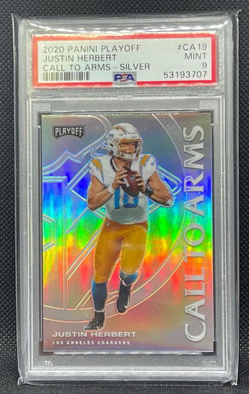 Justin Herbert Silver Prizm Playoff PSA 9