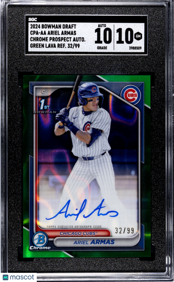 2024 Bowman Draft Ariel Armas #CPA-AA CHR. Pros. Autograph Green Lava Refractor SGC 10 Auto 10