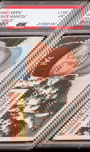 1956 Topps #135 Mickey Mantle GRAY BACK PSA 1 PR HOF!