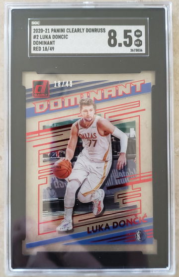 Luka Doncic 2020 Clearly Donruss Dominant Red /49 SGC 8.5