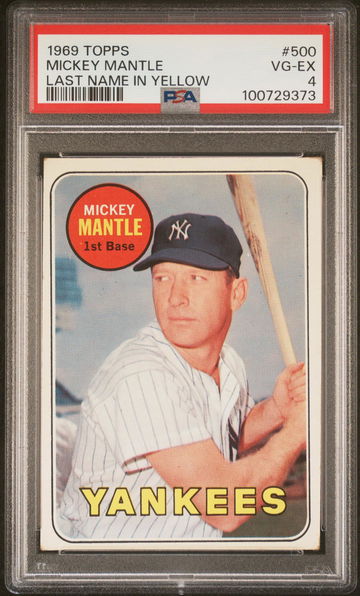 1969 Topps #500A Mickey Mantle No Topps Copy-/Right On Card Back PSA 4