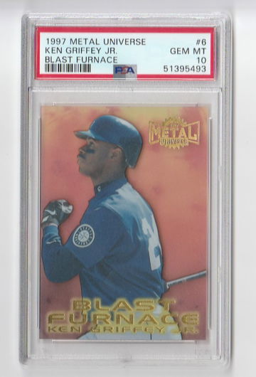 PSA 10 GEM MINT 1997 METAL UNIVERSE KEN GRIFFEY JR BLAST FURNACE #6