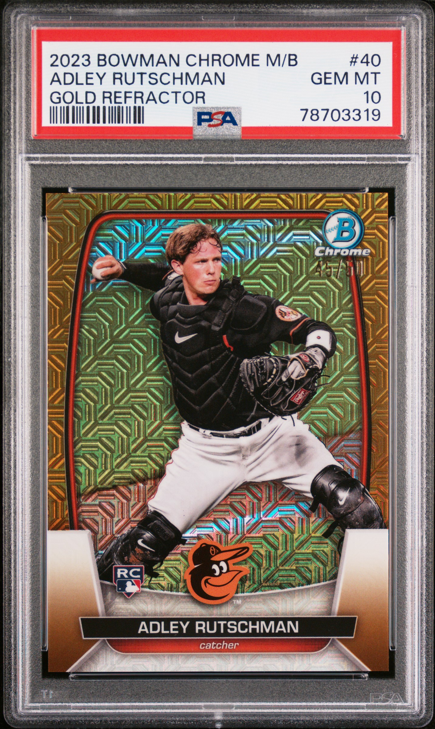 Adley Rutschman 2023 Bowman Mega Box Chrome Gold /50 PSA 10 Rookie RC