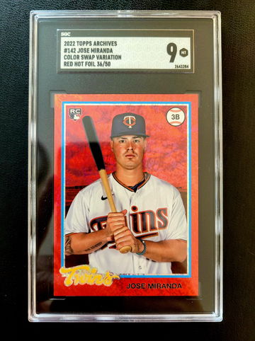 2022 Topps Archives Jose Miranda RC Design Variation Red Hot Foil